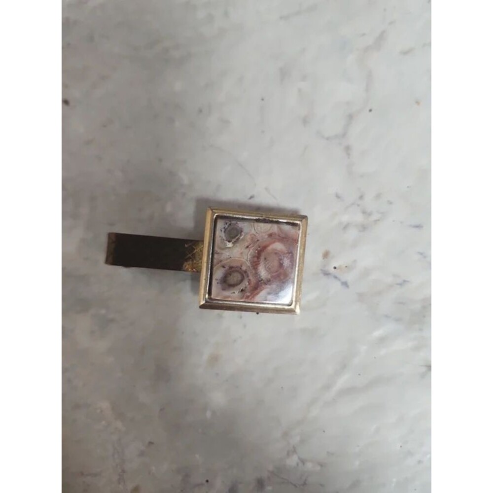 Antique  rose picture jasper tie clip
